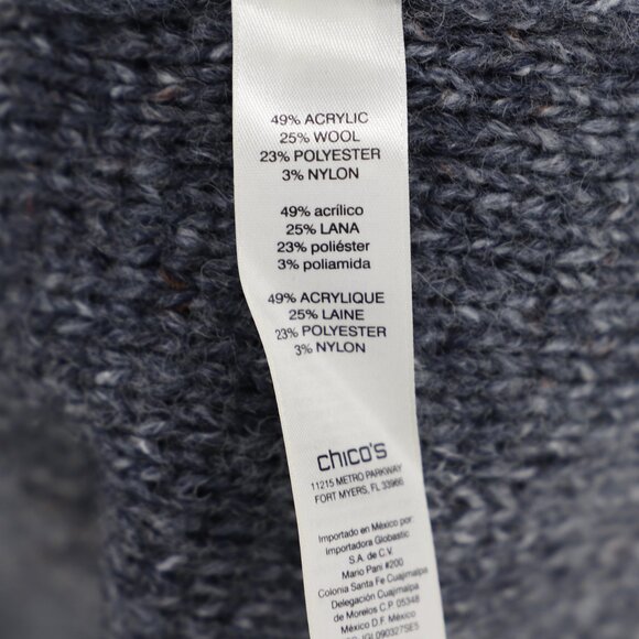 NWT CHICO'S Space-Dyed Ombre Rendezvous Zip-Up Sweater Twilight Blue Size 0/S - Picture 10 of 10